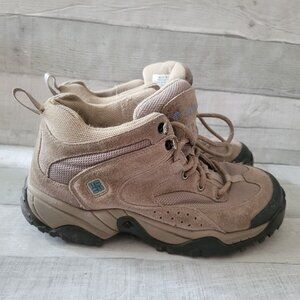 Columbia Men's Waterproof Hiking Boots Size 9 Beige Suede/Mesh Durable & Comfort